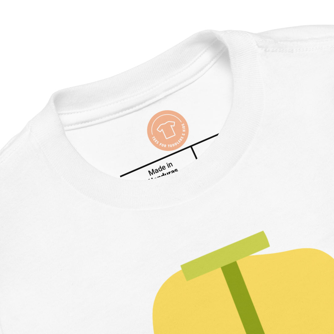 T Letter Green Warm Yellow. Short Sleeve T-shirt For Toddler And Kids.
