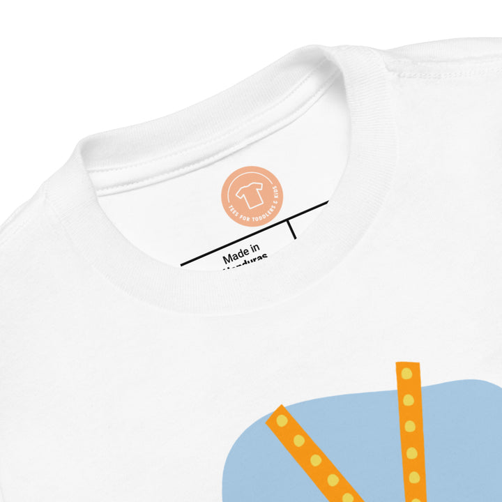 V Letter Alphaet Orange Light Blue. Short Sleeve T-shirt For Toddler And Kids.