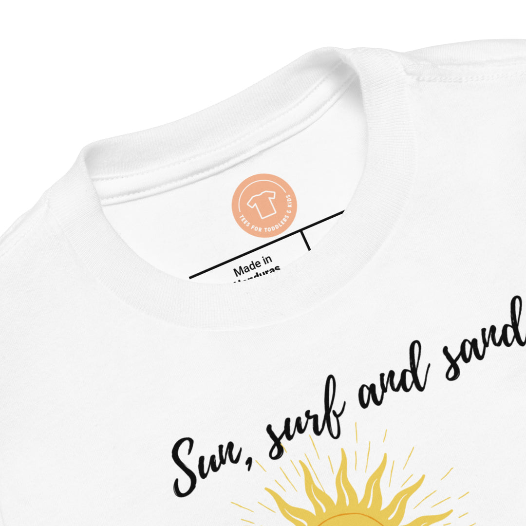 Sun, surf and sand. Short sleeve t shirt for toddler and kids. - TeesForToddlersandKids -  t-shirt - seasons, summer - sun-surf-and-sand-short-sleeve-t-shirt