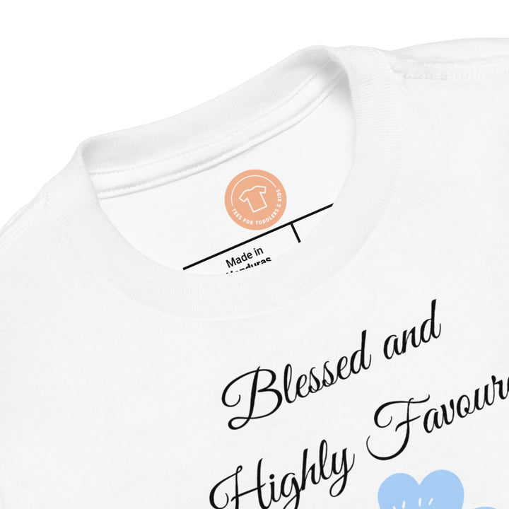 Blessed and Highly Favoured. Gospel song graphic t shirt for toddlers and kids.
