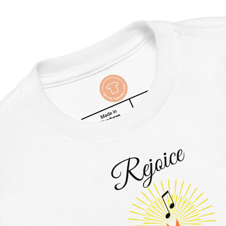 Rejoice. Gospel song graphic t shirt for toddlers and kids.