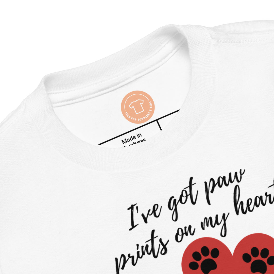 I've got paw prints on my heart. Short sleeve t shirt for toddler and kids. - TeesForToddlersandKids -  t-shirt - holidays, Love - valentines-day-t-shirt-ive-got-paw-prints-on-my-heart