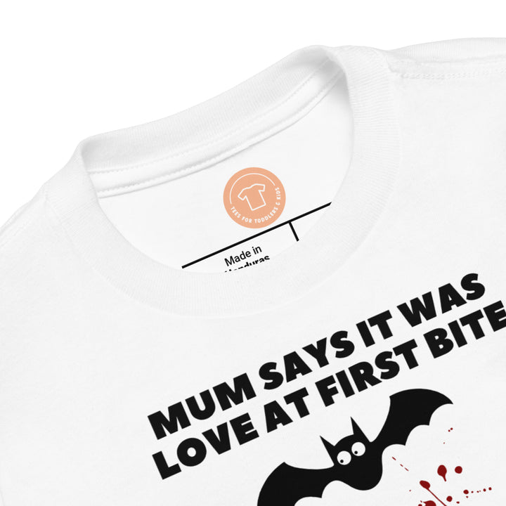 Mum says it was love at first bite. Short sleeve t shirt for toddler and kids.