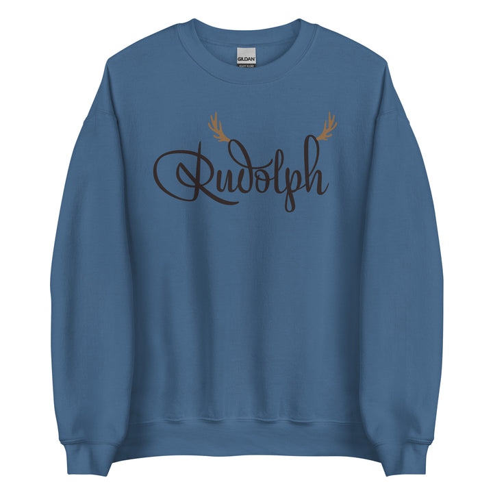 Rudolph. Santa's Reindeer Christmas Sweatshirt for the Holiday Christmas Party.