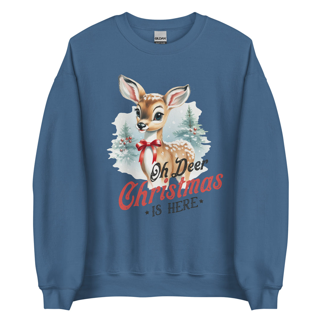 Oh, deer, Christmas is here. Vintage Movie Christmas sweater,  Christmas party, Cute Christmas reindeer shirt