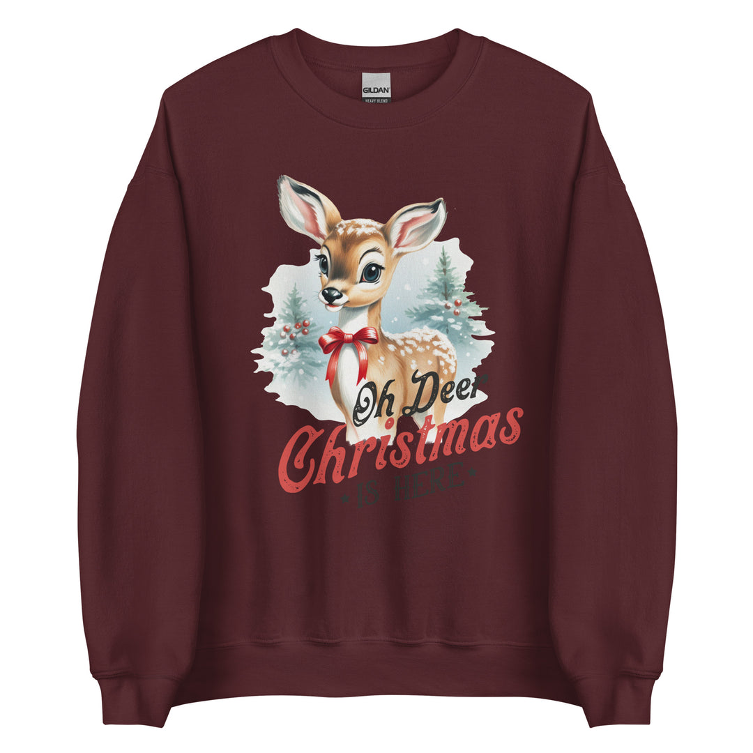 Oh, deer, Christmas is here. Vintage Movie Christmas sweater,  Christmas party, Cute Christmas reindeer shirt