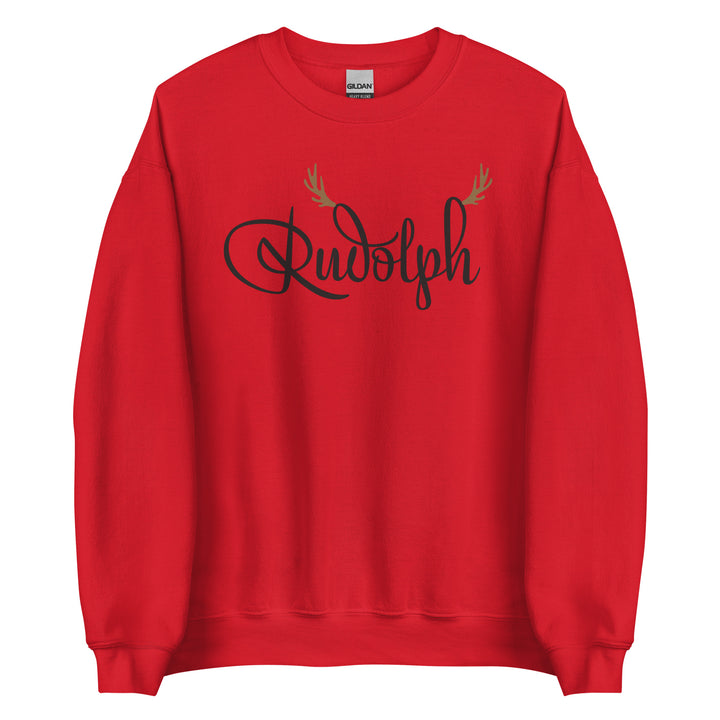 Rudolph. Santa's Reindeer Christmas Sweatshirt for the Holiday Christmas Party.