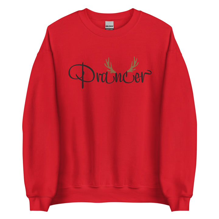 Prancer. Santa's Reindeer Christmas Sweatshirt for the Holiday Christmas Party.