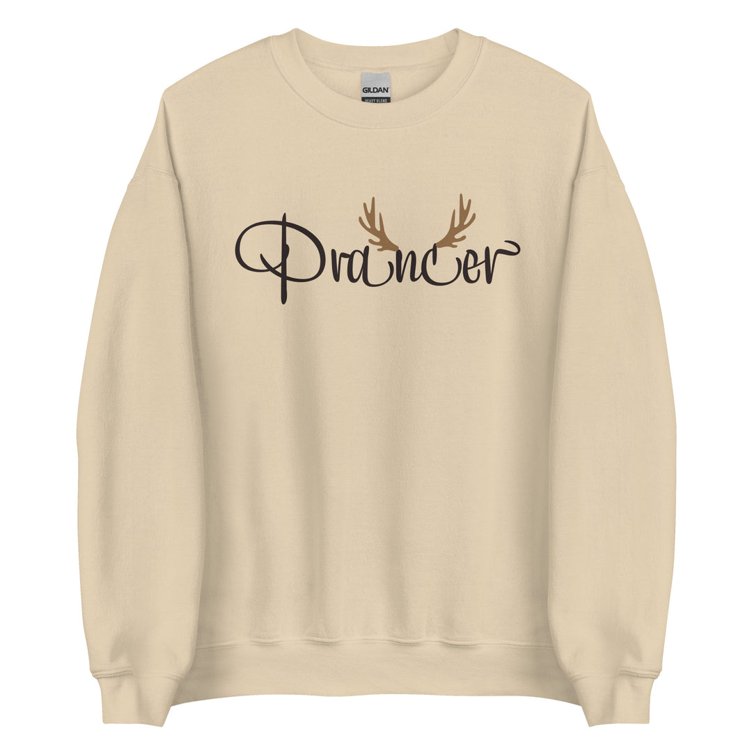 Prancer. Santa's Reindeer Christmas Sweatshirt for the Holiday Christmas Party.