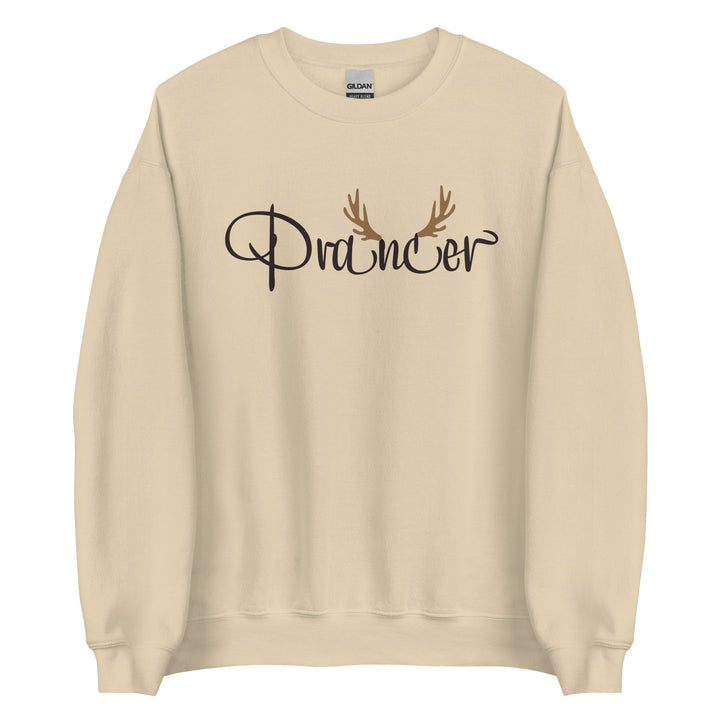 Prancer. Santa's Reindeer Christmas Sweatshirt for the Holiday Christmas Party.