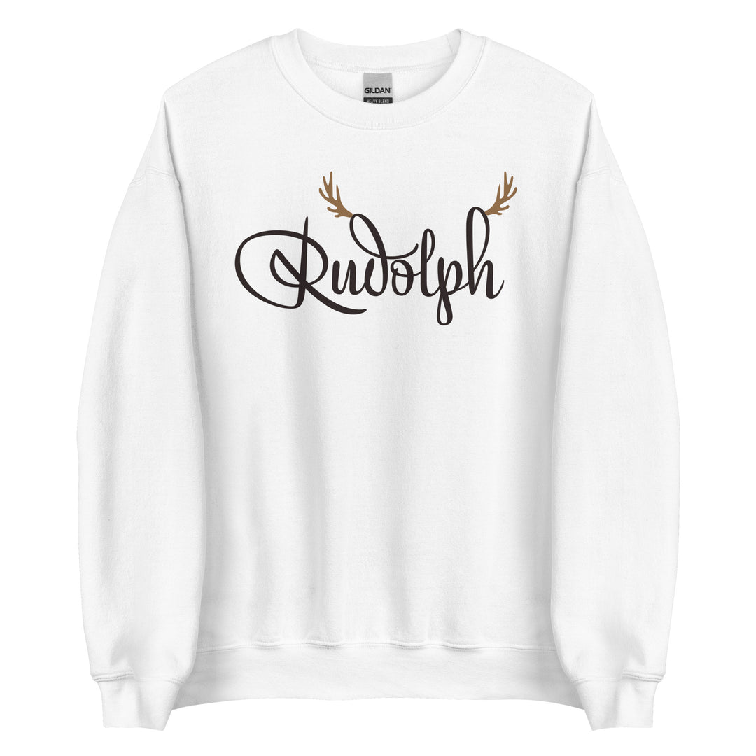 Rudolph. Santa's Reindeer Christmas Sweatshirt for the Holiday Christmas Party.