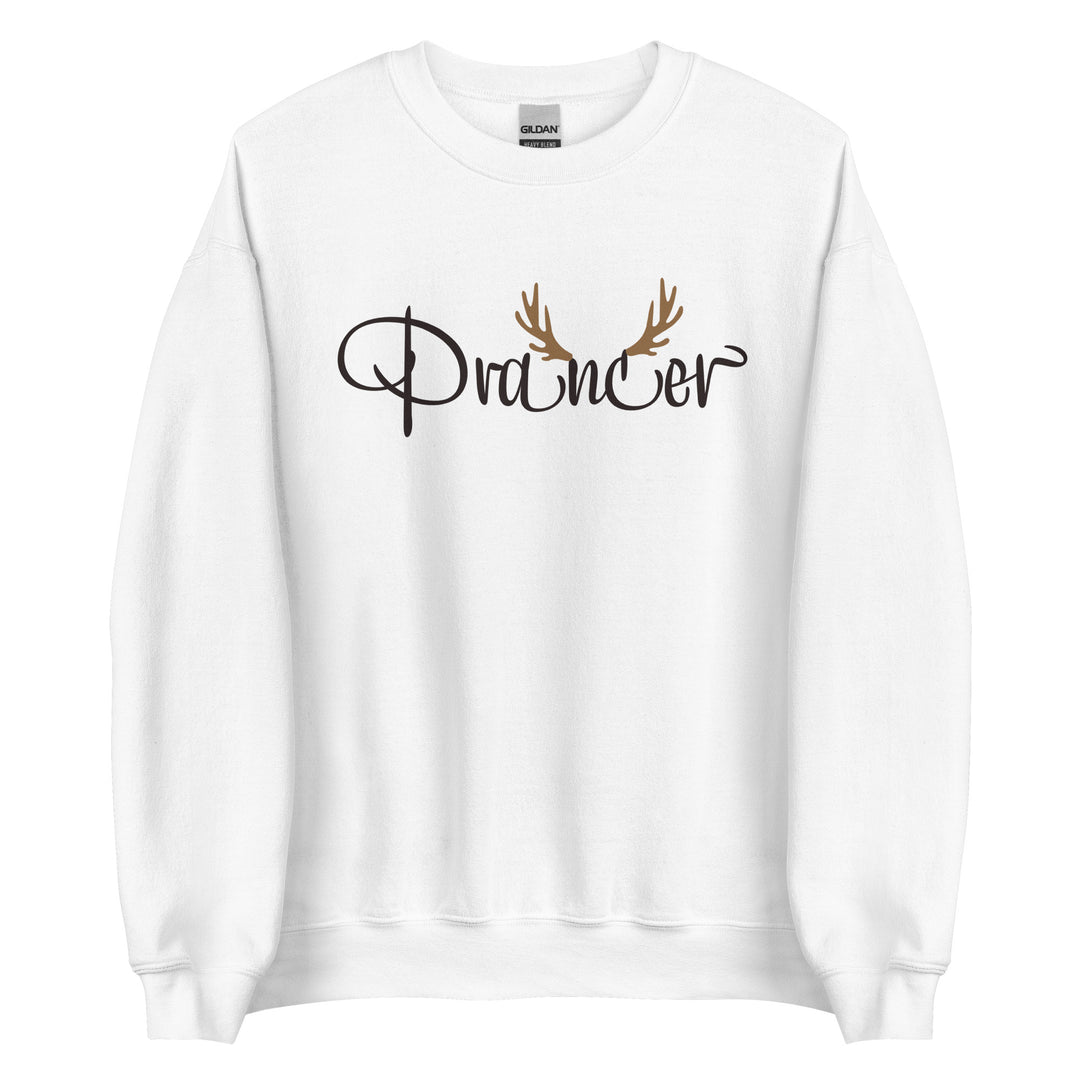 Prancer. Santa's Reindeer Christmas Sweatshirt for the Holiday Christmas Party.