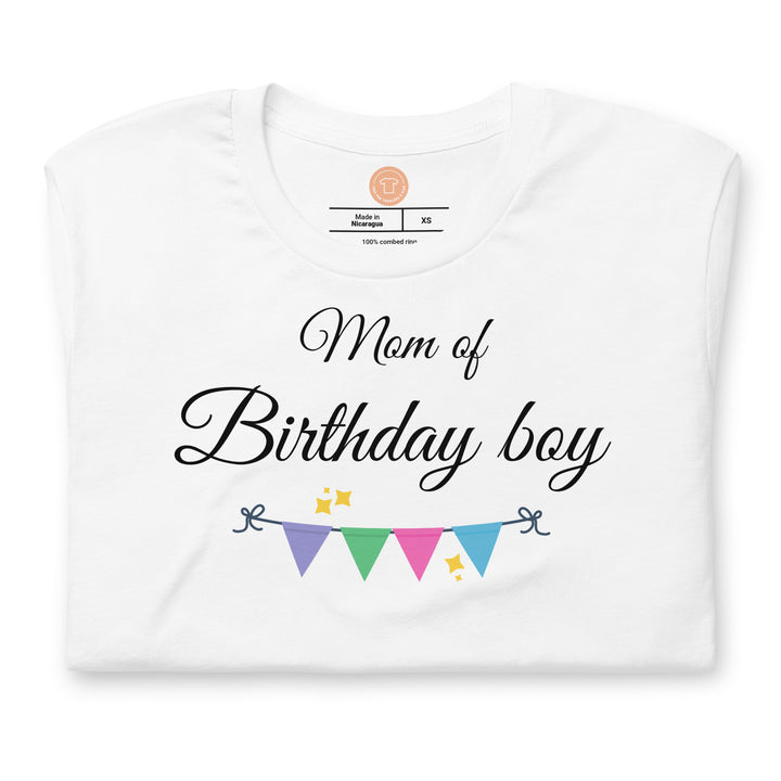 Mom of Birthday Boy. Short sleeve t shirt for women. - TeesForToddlersandKids -  t-shirt - birthday, women - mom-of-birthday-boy-short-sleeve-t-shirt-for-women