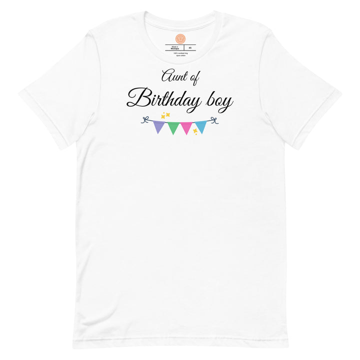 Aunt of birthday boy. Short sleeve t shirt for women. - TeesForToddlersandKids -  t-shirt - birthday, women - aunt-of-birthday-boy-short-sleeve-t-shirt-for-women