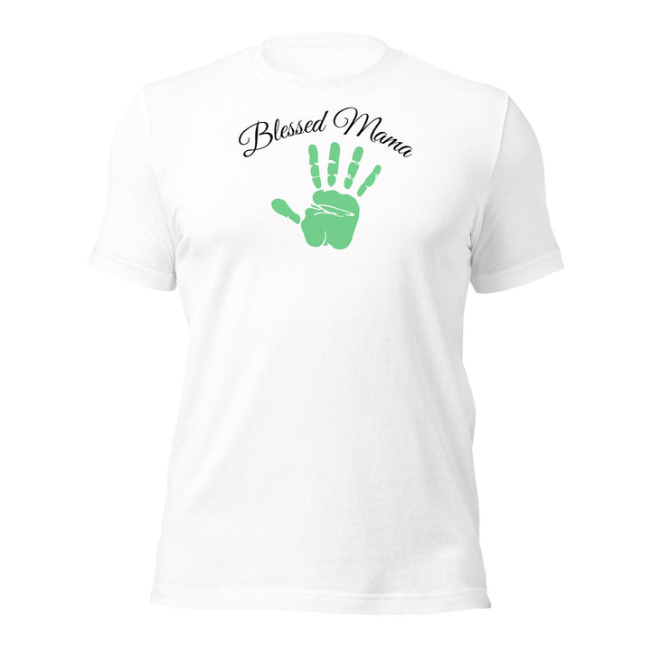 Blessed mama. Green hand. Kids hand print t-shirt.