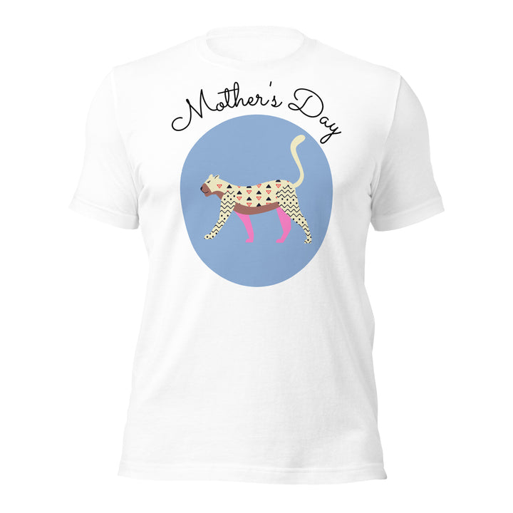 Mother's Day, walking tiger in true blue. Short sleeve t shirt for mama.