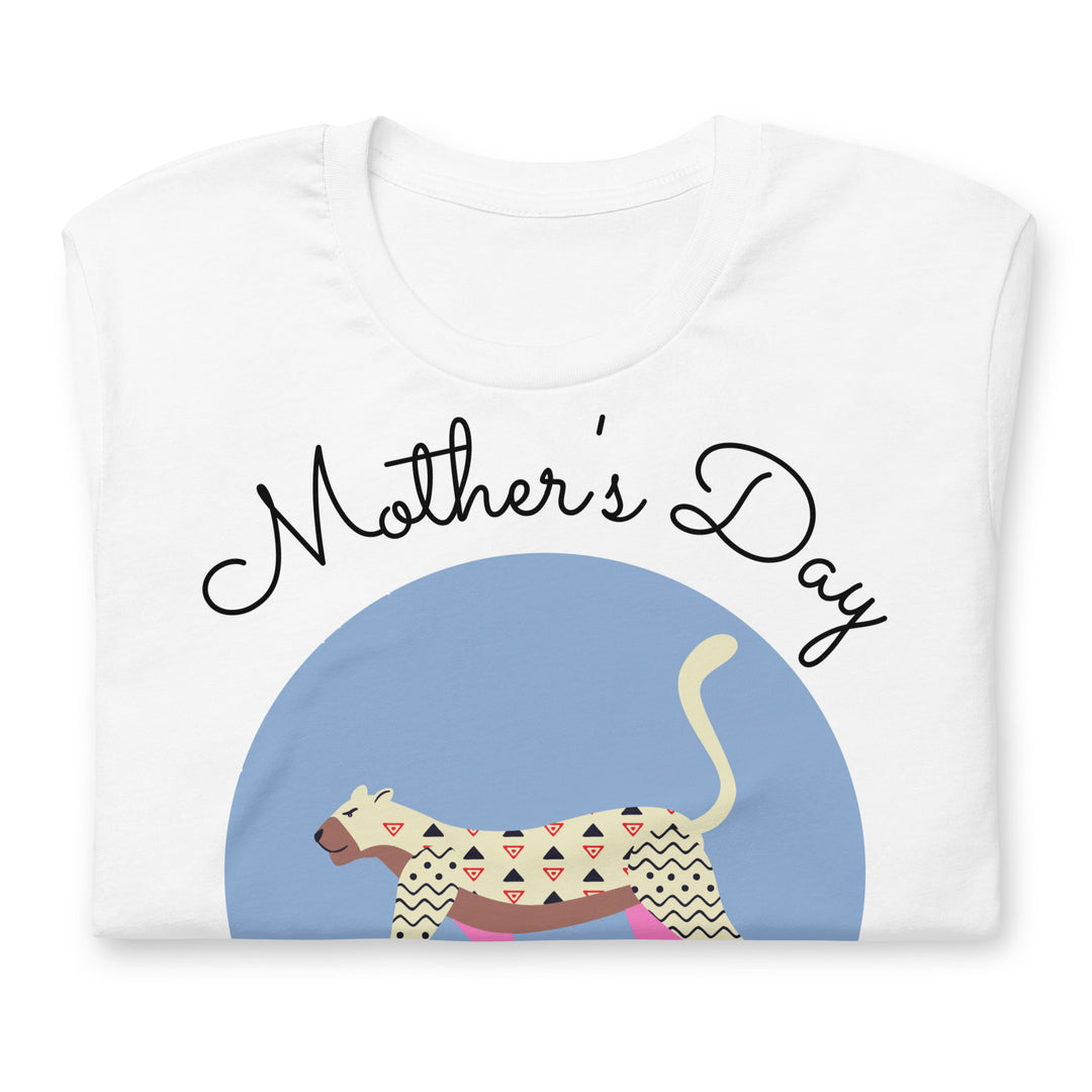 Mother's Day, walking tiger in true blue. Short sleeve t shirt for mama.