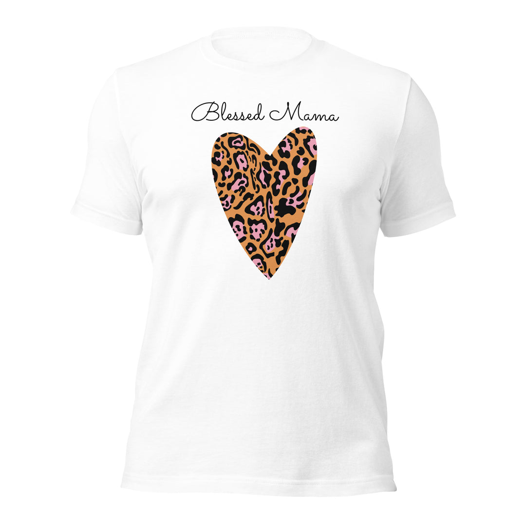 Blessed mama, leopard heart. Short sleeve t shirt for mamas.