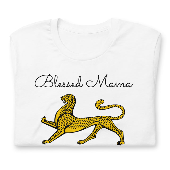 Blessed mama, graphic leopard. Short sleeve t shirt for mamas.