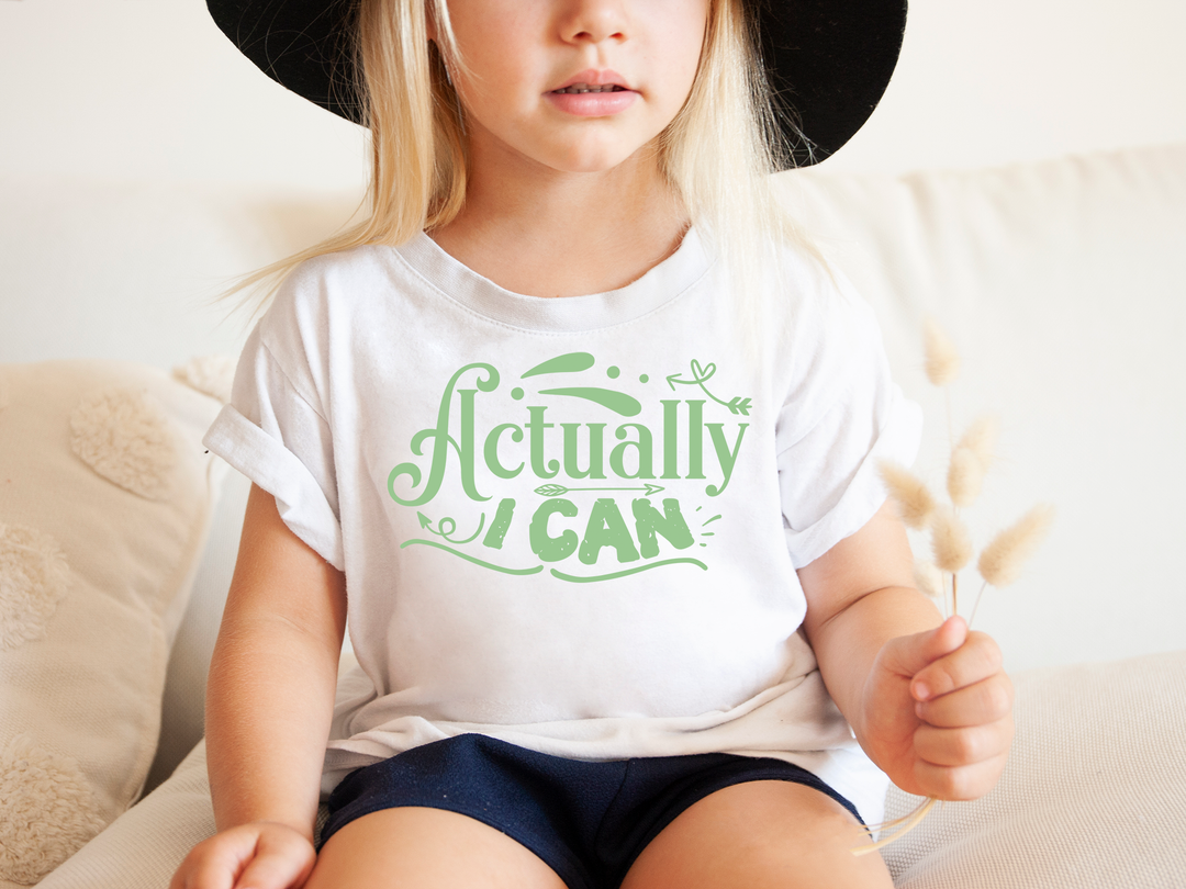 Actually I Can. Short Sleeve T Shirt For Toddler And Kids. - TeesForToddlersandKids -  t-shirt - positive - actually-i-can-short-sleeve-t-shirt-for-toddler-and-kids-1