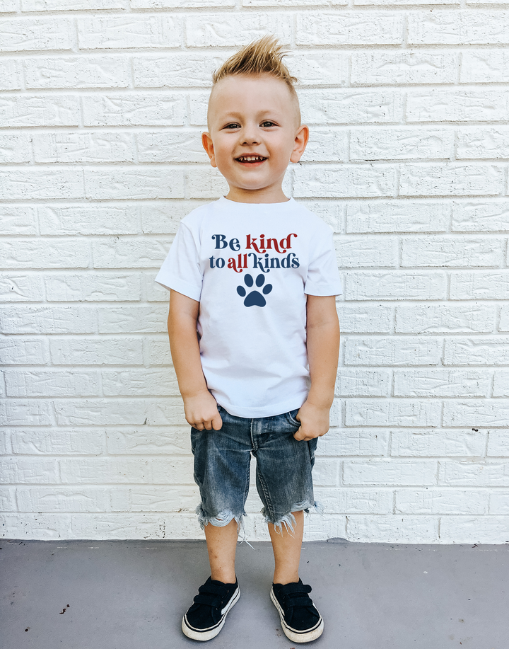 Be Kind To All Kinds. Short Sleeve T Shirt For Toddler And Kids. - TeesForToddlersandKids -  t-shirt - positive - be-kind-to-all-kinds-short-sleeve-t-shirt-for-toddler-and-kids