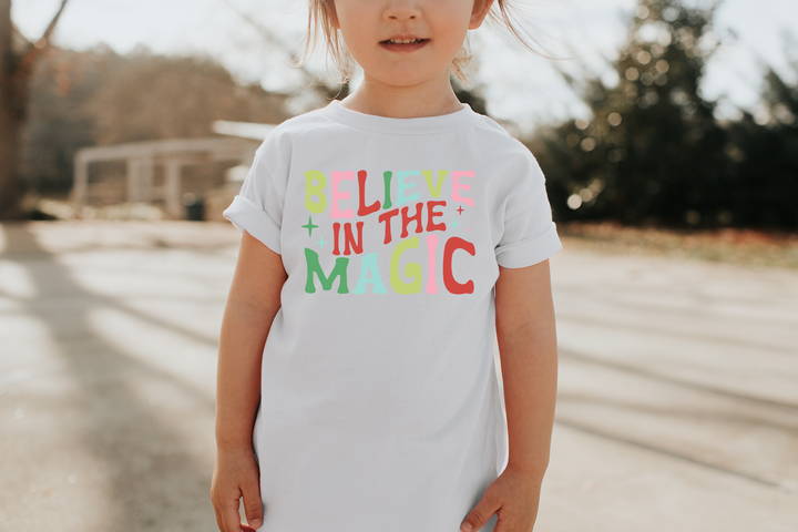 Believe In The Magic. Short Sleeve T Shirts For Toddlers And Kids. - TeesForToddlersandKids -  t-shirt - christmas, holidays - believe-in-the-magic-short-sleeve-t-shirts-for-toddlers-and-kids-1