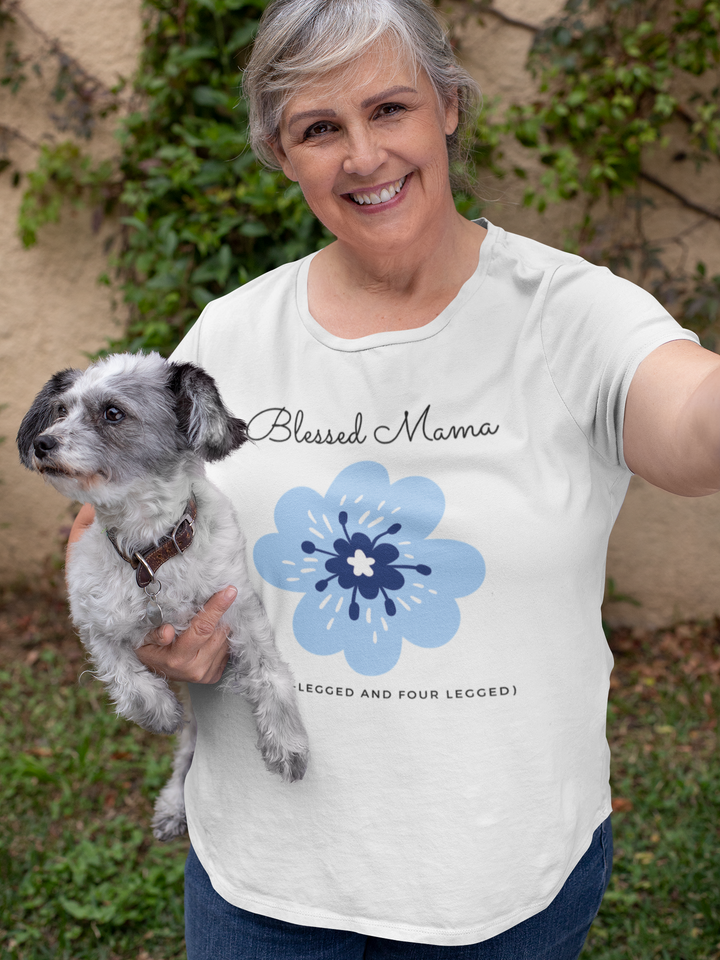 Blessed mama of two and four legged. Short sleeve t shirt for mamas. - TeesForToddlersandKids -  t-shirt - MAMA - blessed-mama-of-tow-and-four-legged