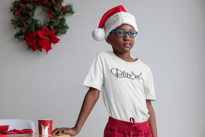 Blitzen Short. Sleeve T Shirts For Toddlers And Kids. - TeesForToddlersandKids -  t-shirt - christmas, holidays - blitzen-short-sleeve-t-shirts-for-toddlers-and-kids