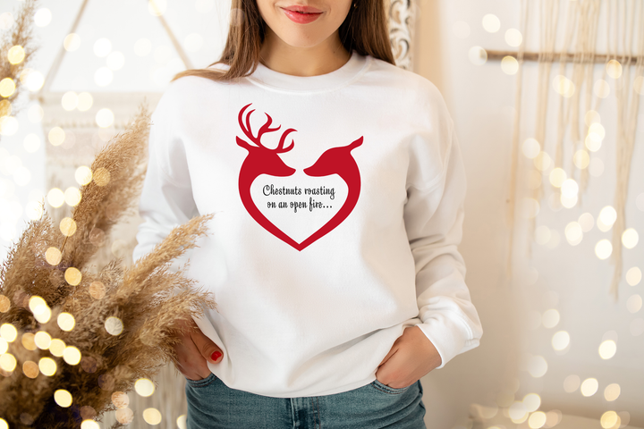 Chestnuts roasting on an open fire. Deer heart. Sweatshirt for mama. - TeesForToddlersandKids -  sweatshirt - christmas, holidays, women - chestnuts-roasting-on-an-open-fire-deer-heart