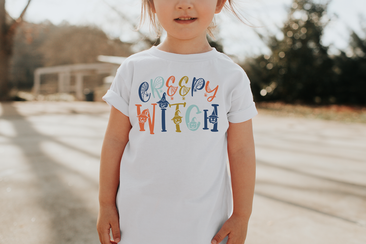 Creepy Witch.          Halloween shirt toddler. Trick or treat shirt for toddlers. Spooky season. Fall shirt kids.