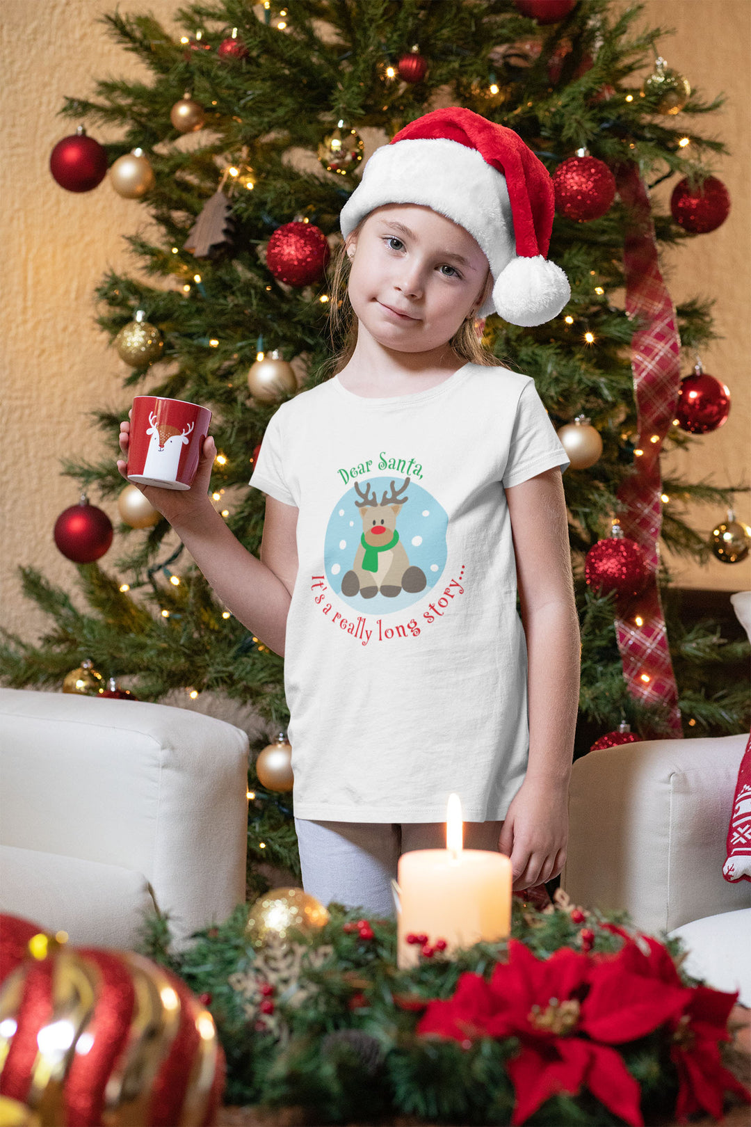 Dear Santa, It's A Really Long Story...Short Sleeve T Shirts For Toddlers And Kids. - TeesForToddlersandKids -  t-shirt - christmas, holidays - dear-sante-its-a-really-long-story-short-sleeve-t-shirts-for-toddlers-and-kids