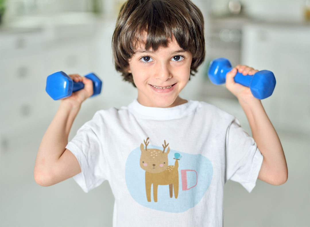 D Deer. Short Sleeve T-shirt For Toddler And Kids.