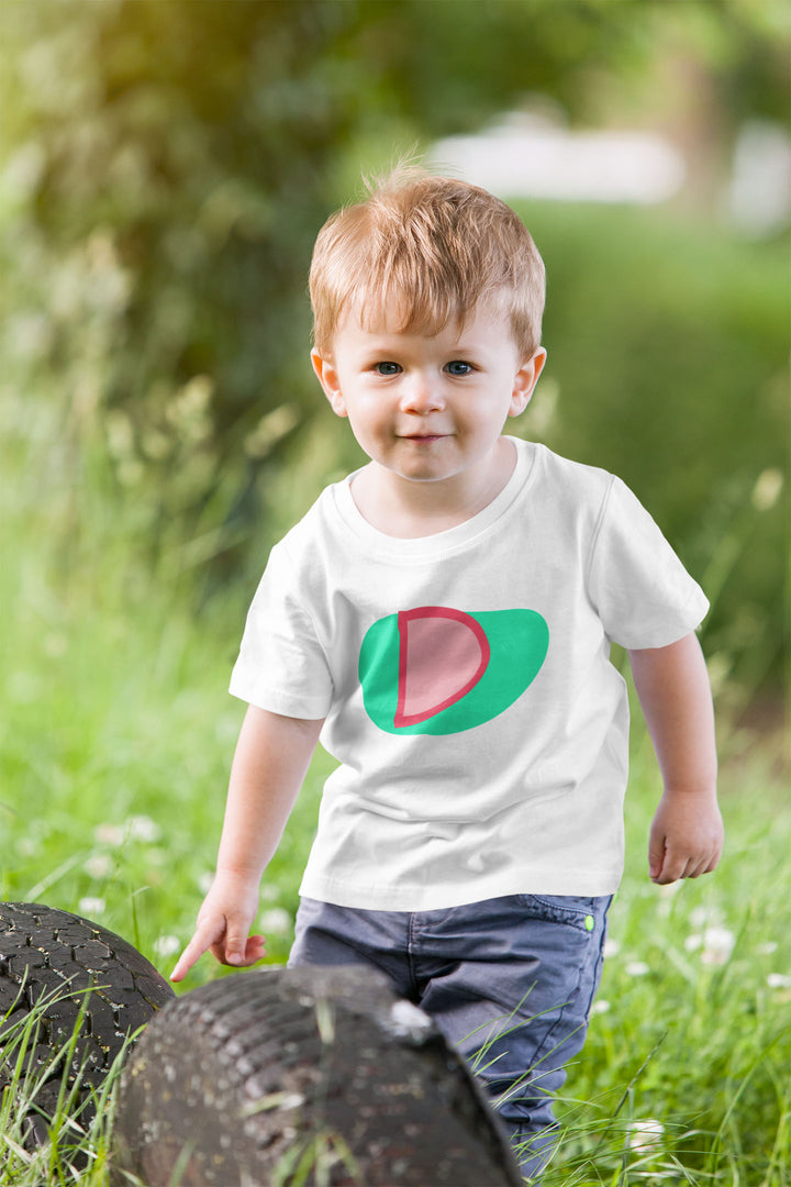 D Letter Alphabet Raspberry Apple Green. Short Sleeve T-shirt For Toddler And Kids.