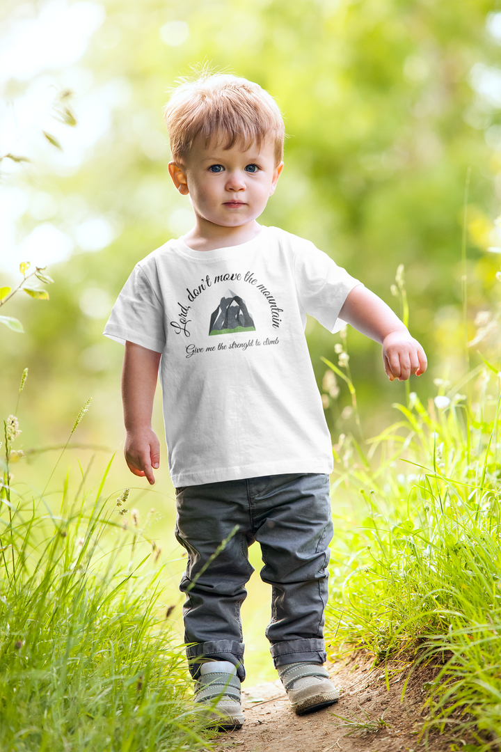 Lord, don't move that mountain.  Gospel song graphic t shirt for toddlers and kids.