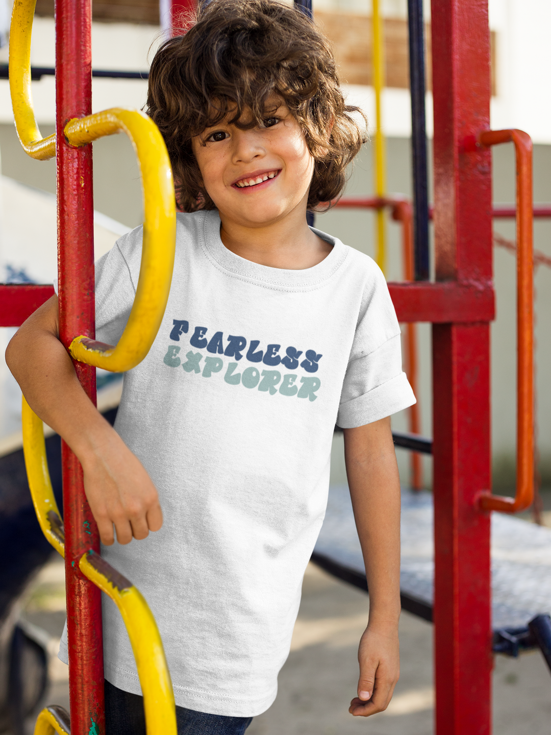 Fearless Explorer Blue Green. Short Sleeve T Shirt For Toddler And Kids. - TeesForToddlersandKids -  t-shirt - positive - fearless-explorer-blue-green-short-sleeve-t-shirt-for-toddler-and-kids