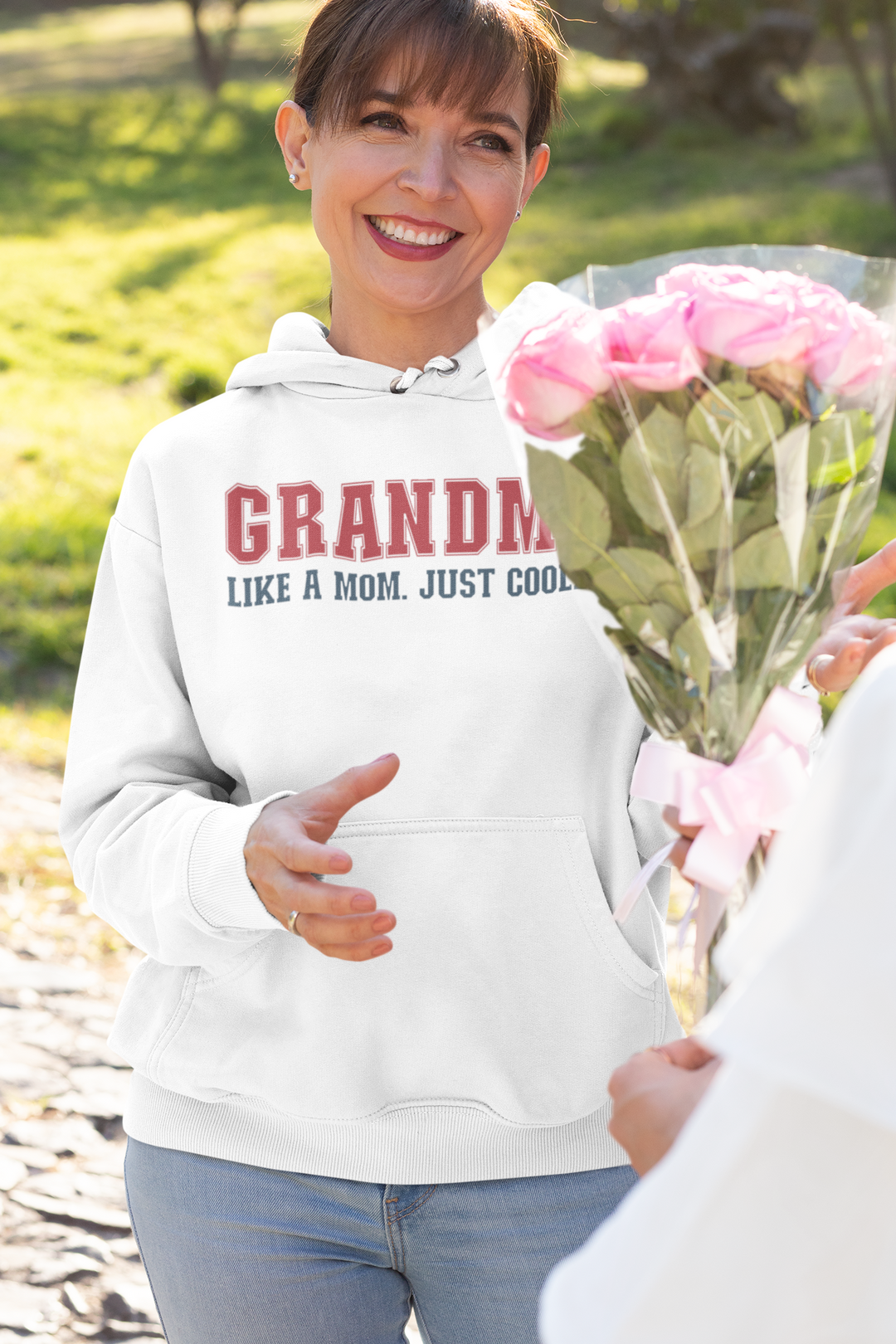 Grandma. College font. Like a mom. Just cooler. Hoodie for women. - TeesForToddlersandKids -  hoodie - hoodie, MAMA, women - grandma-college-font-like-a-mom-just-cooler-hoodie-for-women