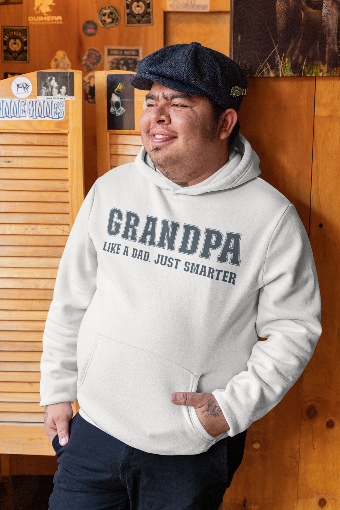 Grandpa. College font. Like a dad. Just smarter. Hoodie for men. - TeesForToddlersandKids -  hoodie - men - grandpa-college-font-like-a-dad-just-smarter-hoodie-for-men