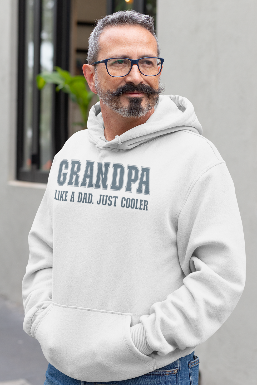 Grandpa. Like a dad. Just cooler. College letters. Hoodie for men. - TeesForToddlersandKids -  hoodie - men - unisex-hoodie