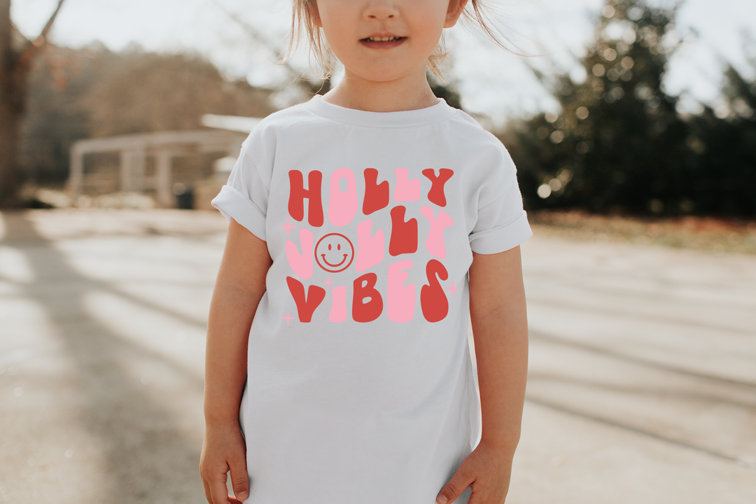 Holly Jolly Vibes. Short Sleeve T Shirts For Toddlers And Kids. - TeesForToddlersandKids -  t-shirt - christmas, holidays - holly-jolly-vibes-short-sleeve-t-shirts-for-toddlers-and-kids