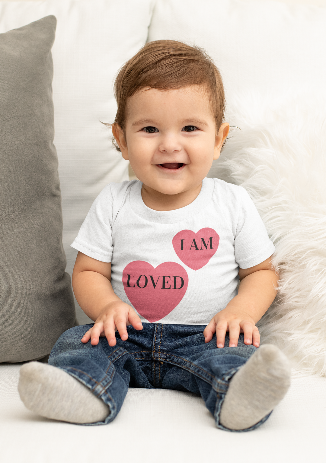 I am loved. Short sleeve t shirt for toddler and kids. - TeesForToddlersandKids -  t-shirt - holidays, Love - valentines-day-gift-i-am-loved