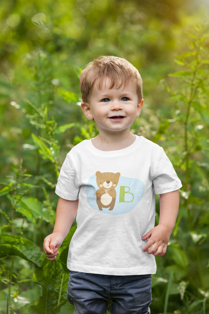 B Bear. Short Sleeve T-shirt For Toddler And Kids.