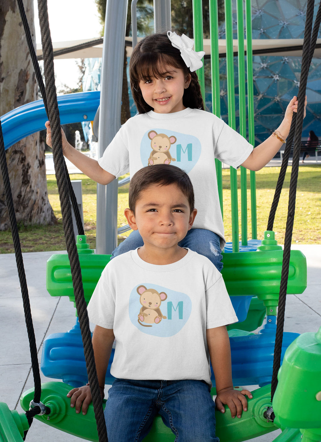 M Monkey. Short Sleeve T-shirt For Toddler And Kids.