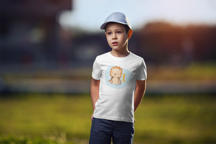 L Lion Short. Sleeve T-shirt For Toddler And Kids.