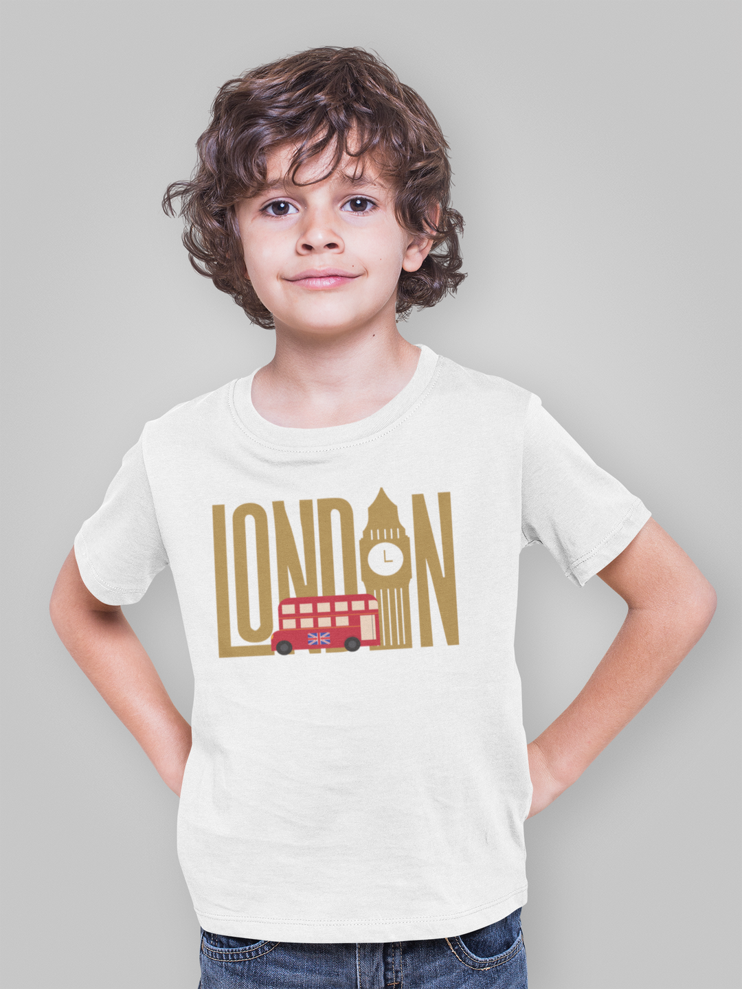 London. Brown letters. Short sleeve t shirt for toddler and kids. - TeesForToddlersandKids -  t-shirt - seasons, summer - london-brown-letters-short-sleeve-t-shirt-for-toddler-and-kids