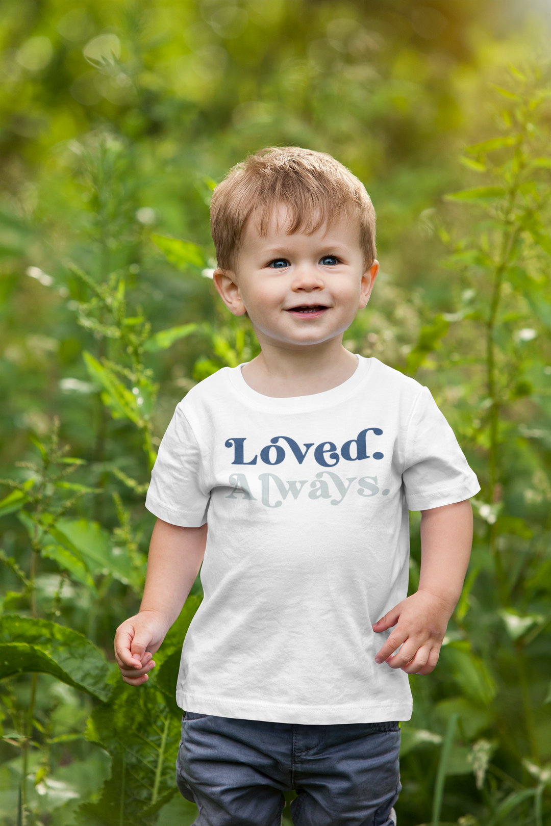 Loved. Always. Dark blue. T-shirt for toddlers and kids. - TeesForToddlersandKids -  t-shirt - holidays, Love - loved-always-dark-blue-t-shirt-for-toddlers-and-kids