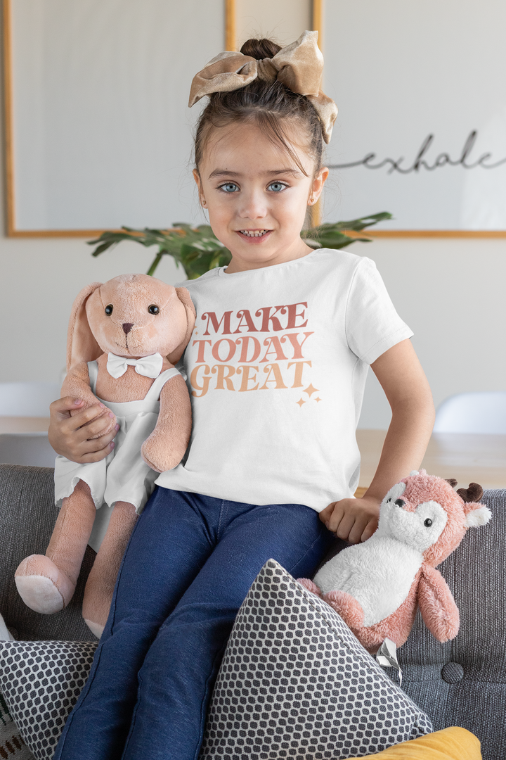 Make Today Great. Short Sleeve T Shirt For Toddler And Kids. - TeesForToddlersandKids -  t-shirt - positive - make-today-great-short-sleeve-t-shirt-for-toddler-and-kids