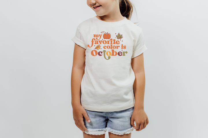 My Favorite Color Is October.          Halloween shirt toddler. Trick or treat shirt for toddlers. Spooky season. Fall shirt kids.