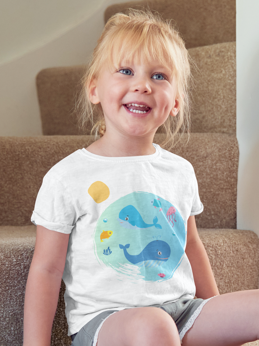 Ocean Animals. Short Sleeve T Shirt For Toddler And Kids. - TeesForToddlersandKids -  t-shirt - seasons, summer - ocean-animals-short-sleeve-t-shirt-for-toddler-and-kids