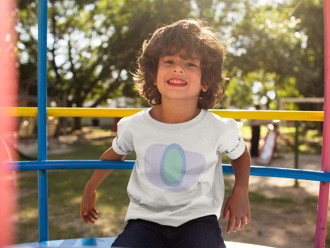 O Letter Alphabet Blue Lavender. Short Sleeve T-shirt For Toddler And Kids.