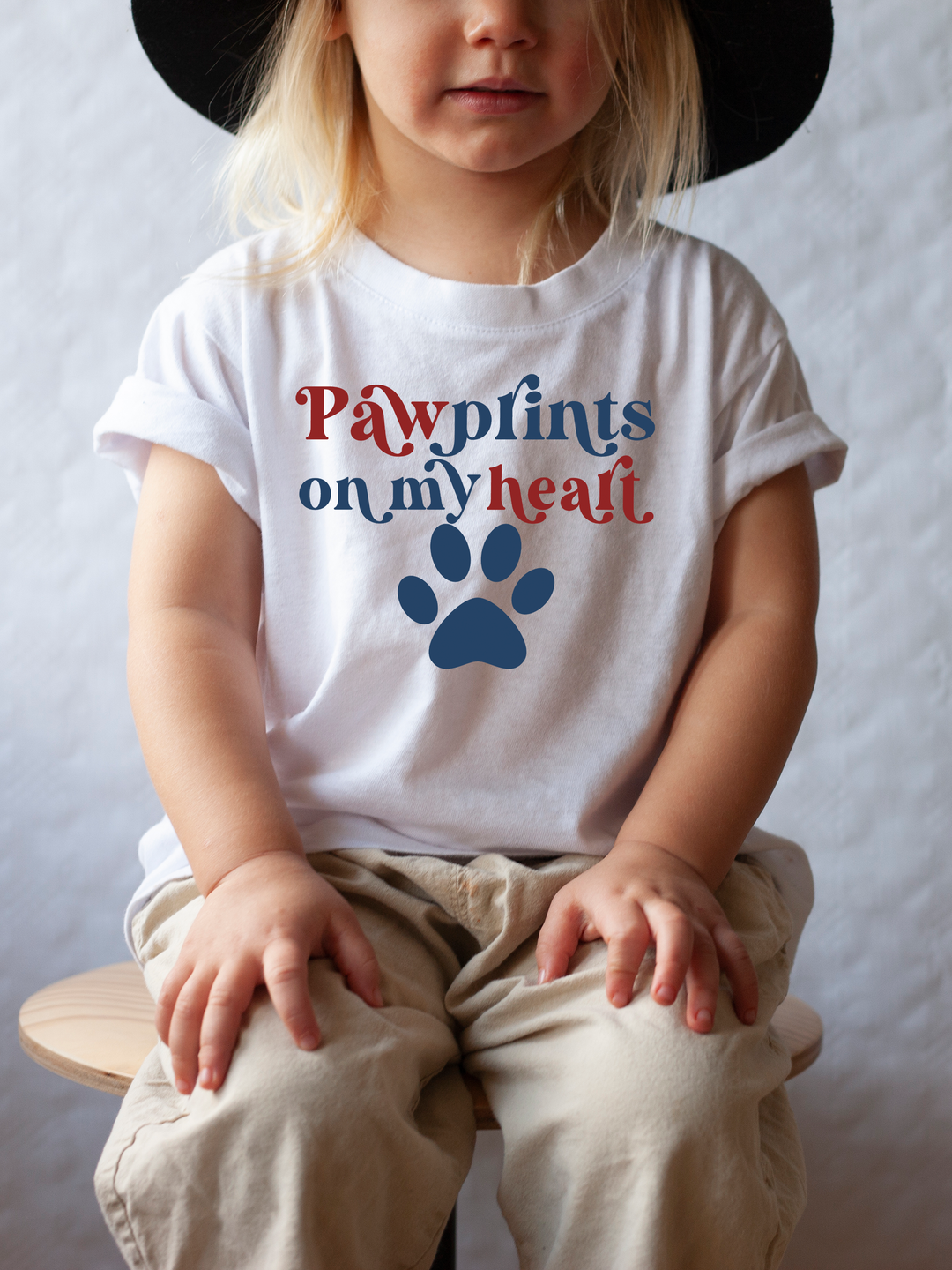Pawprints On My Heart. Short Sleeve T Shirt For Toddler And Kids. - TeesForToddlersandKids -  t-shirt - positive - pawprints-on-my-heart-short-sleeve-t-shirt-for-toddler-and-kids